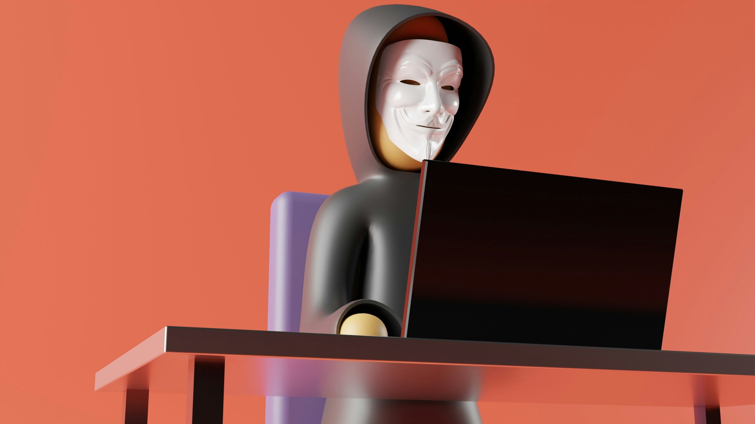 hacker typing on a laptop lego style